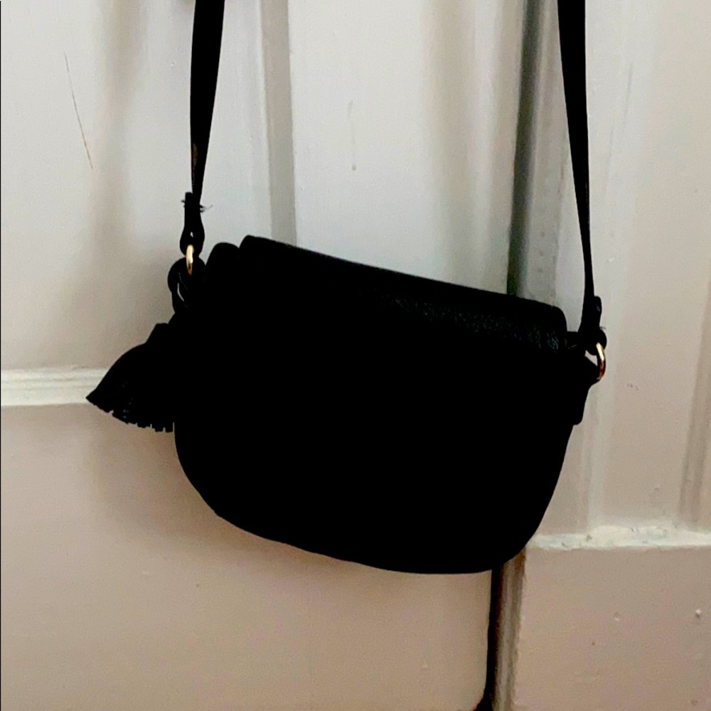 Small black leather crossbody